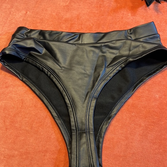 New Faux Leather High Rise Thong - Picture 2 of 5